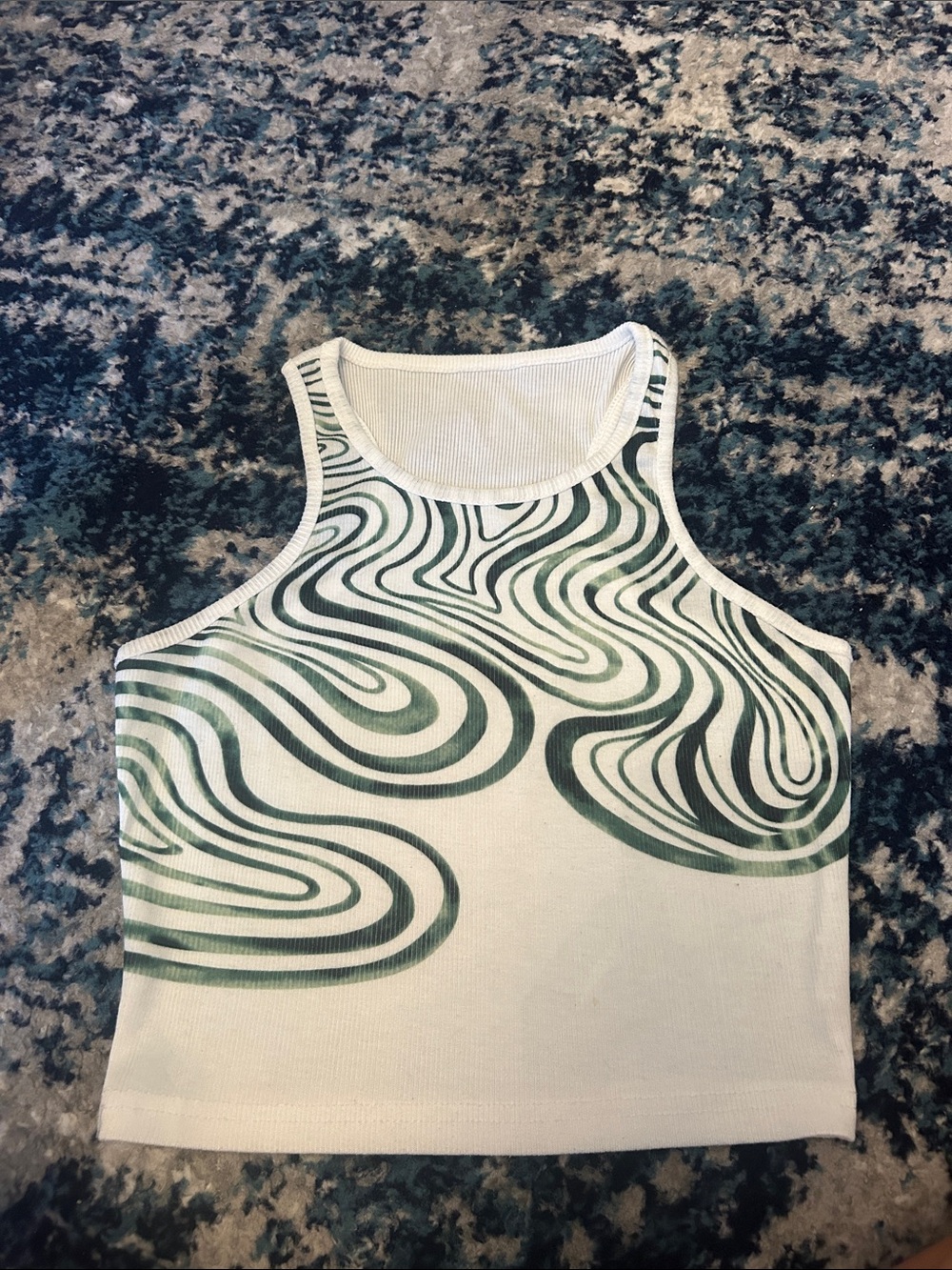 White tank with green detail 
Size small